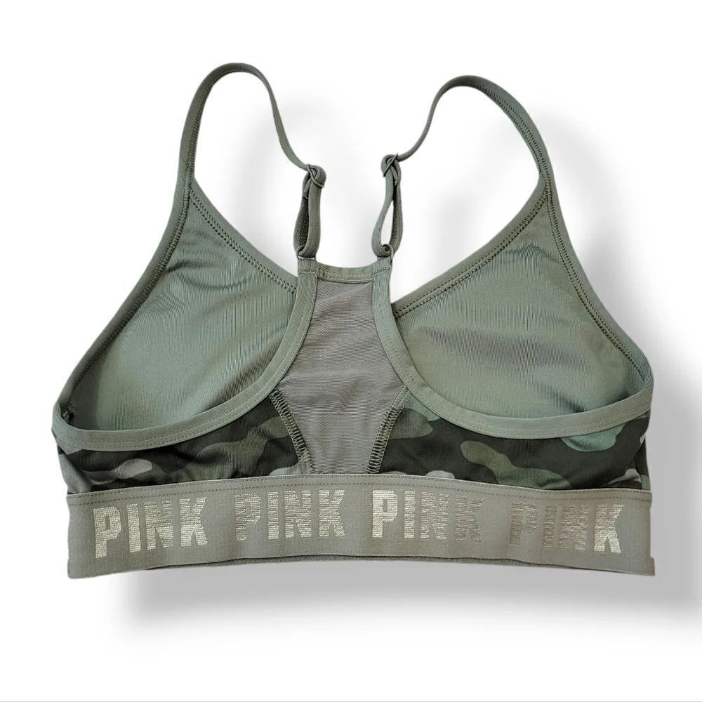 Victoria Secret Pink Ultimate Lightly Lined Camo Army Green Bra Bralette Size XS - Picture 6 of 15